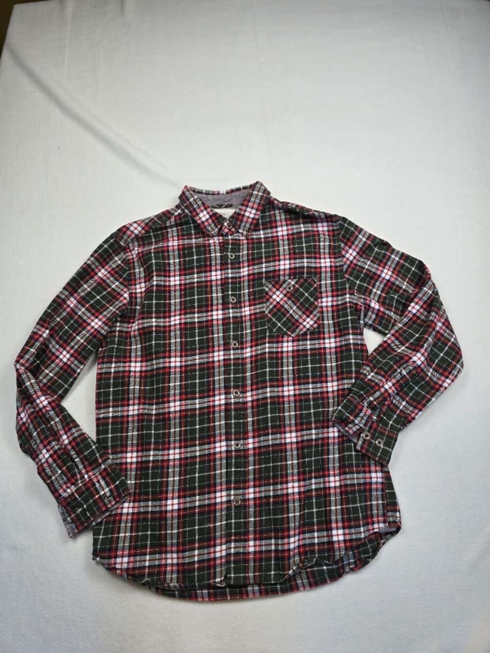 Weatherproof Vintage Plaid Button-Up Large Mens Shirt Green/Red